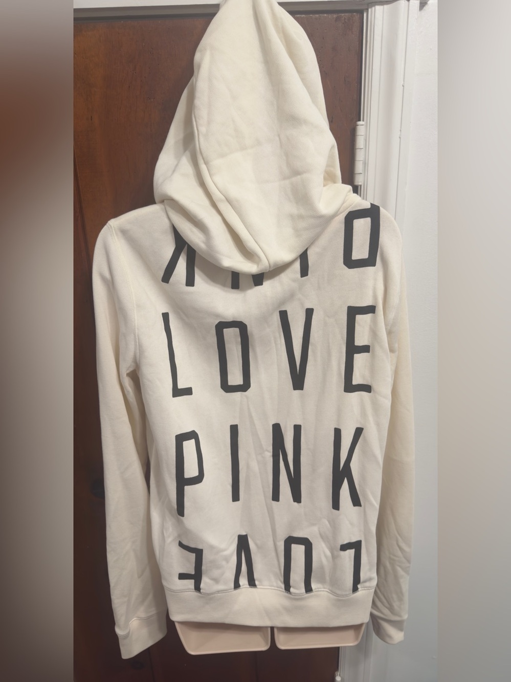 Victoria’s Secret PINK 2012 Love Logo Full Zip Hoodie Ivory Large NWT